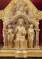 Unserer Lieben Frau Schrein von Notre-Dame de Tournai, Giebelende darstellend Christus in Majestät, 1205